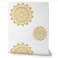 Papier peint Abstrait Mandala blanc or