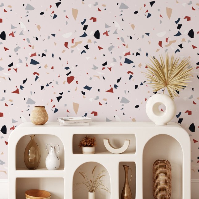 Papier Peint Abstrait moderne Terrazzo Motif du milieu du siècl (In situ)