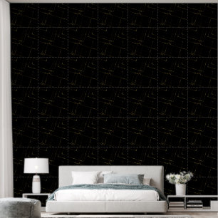 Papier peint Abstrait Motif Gold et Black Carré