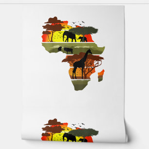 Papier Peint Afrique Continent coucher de soleil Safari Nature 