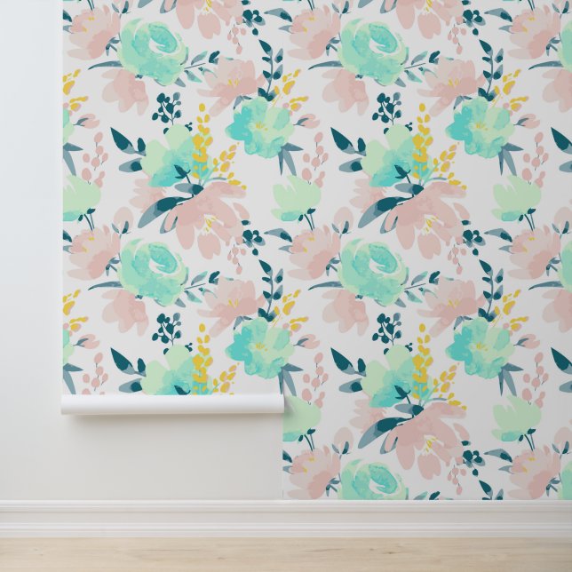 Papier Peint Ajoutez votre nom | Motif d'aquarelle florale (Application)