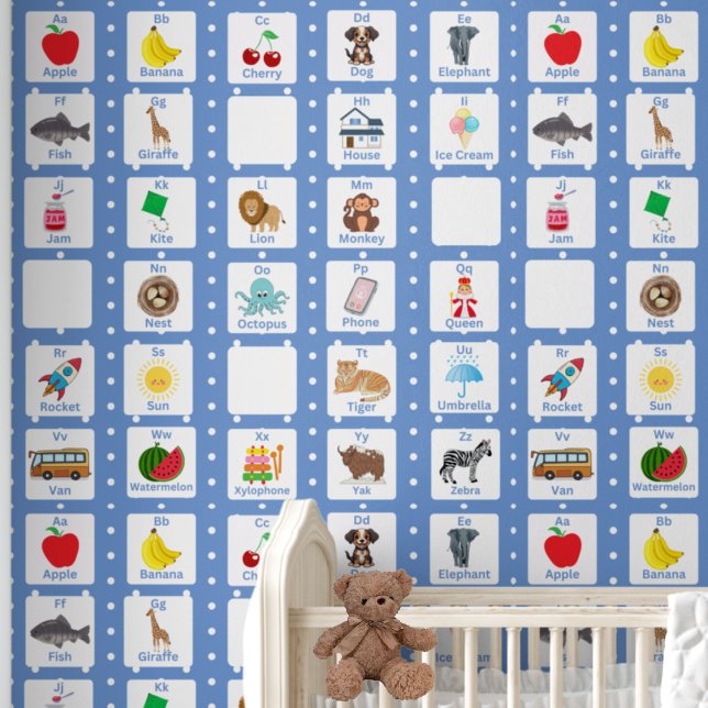 Papier Peint Alphabet bleu ABC Motif pour enfants (Créateur téléchargé)