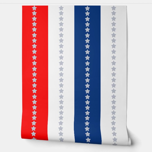 Papier Peint Americana Red White Blue Stars & Stripes (Déroulement)