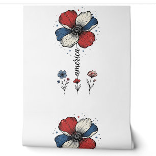 Papier Peint Amérique Floral Patriotique Vintage Vector Design_