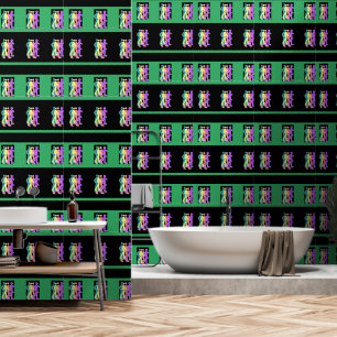 Papier Peint Amis Se Promenant Noir Et Émeraude Vert