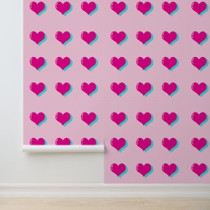 Papier Peint Amusant rose néon Coeur Rétro Amour Nostalgie