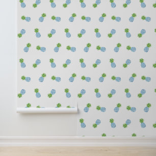 Papier Peint Ananas Chinoiserie Blue Green Preppy
