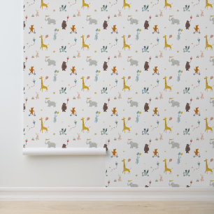 Papier Peint Animaux mignons Giraffe Ours Eléphant Enfants Nurs