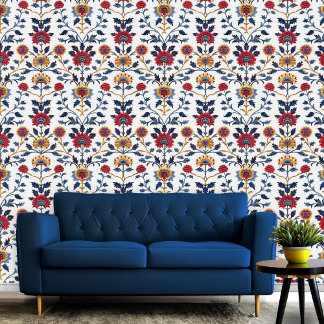 Papier Peint Antique Coloré Indien Floral Motif Salle Motif