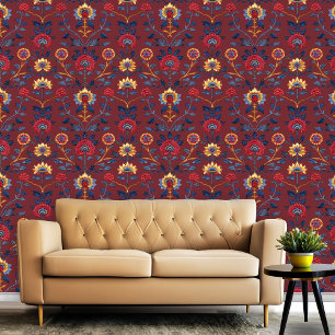 Papier Peint Antique Coloré Indien Floral Motif Salle Motif