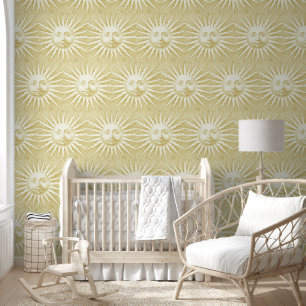 Papier Peint Antique Vintage Beige Gold Sun Face