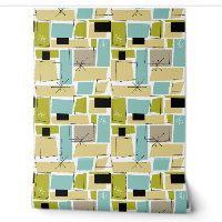 Aqua Bleu Jaune Rectangles Abstraites milieu du si