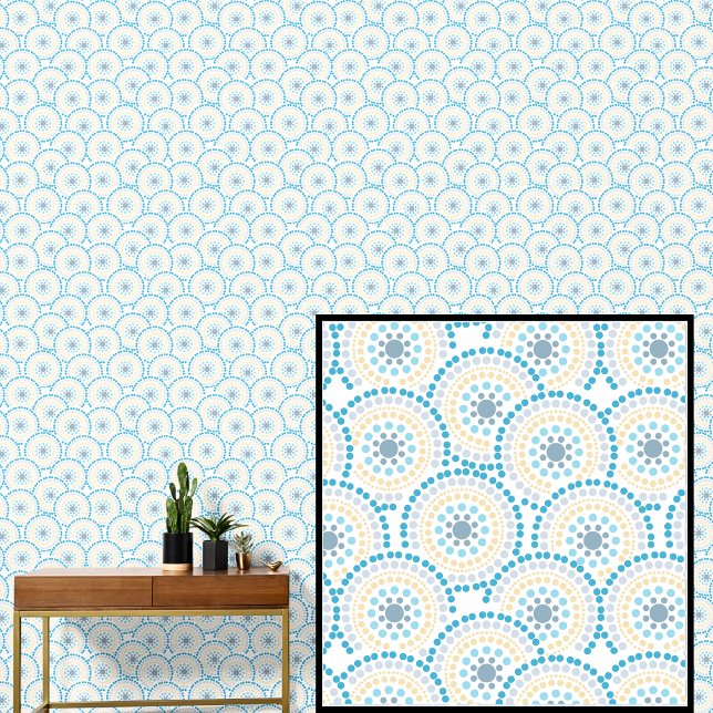 Papier Peint Aqua Blue Lemon Yellow Circles (Créateur téléchargé)