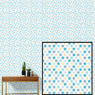 Papier Peint Aqua Blue Lemon Yellow Stars