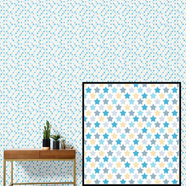 Papier Peint Aqua Blue Lemon Yellow Stars (Créateur téléchargé)