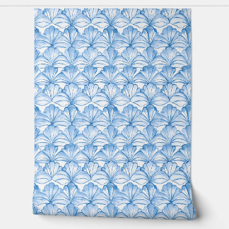 Papier Peint Aqua Fan Breeze Petite - Bleu, Blanc - Côté
