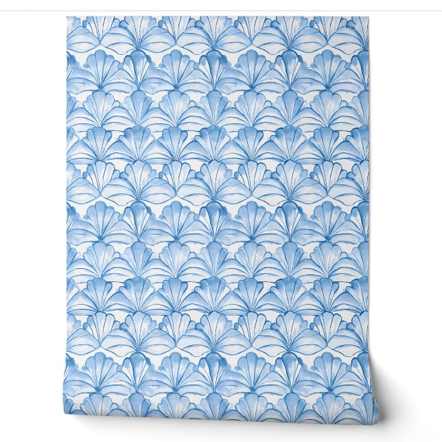 Papier Peint Aqua Fan Breeze Petite - Bleu, Blanc - Côté (Déroulement)