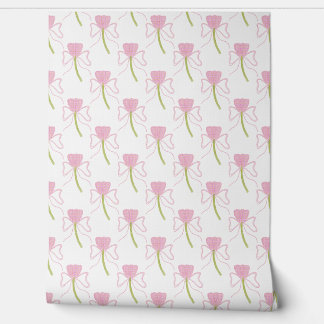 Papier Peint Aquarelle à Motif de Ruban Rose Chic