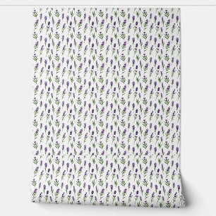 Papier Peint Aquarelle blanc et violet Motif lavande