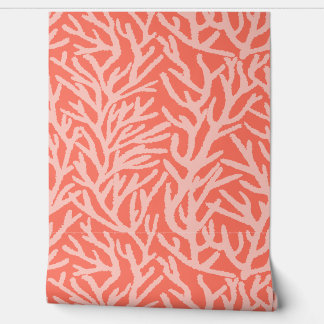 Papier Peint Aquarelle Corail Rose Sur La Tomate Bisque Côtier