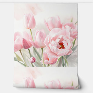 Papier Peint Aquarelle douce Arrière - plan floral avec tulipes