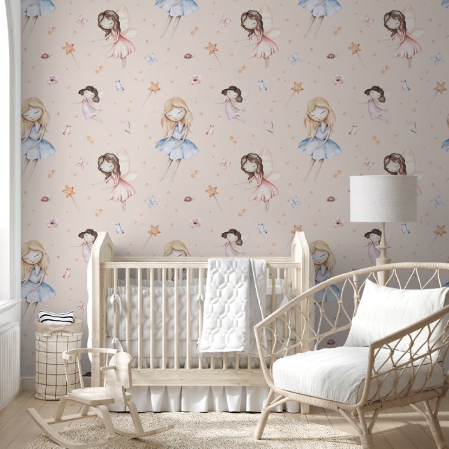 Papier Peint Aquarelle Fée Peach Fairytale Nursery (Enfants)
