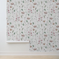 Aquarelle Florale Botanique Rose Vert Pastel