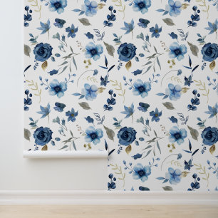 Papier Peint Aquarelle Ice Blue Floral
