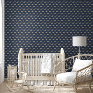 Papier Peint Aquarelle léopard Botanique Marine Bleu Boy Nurser