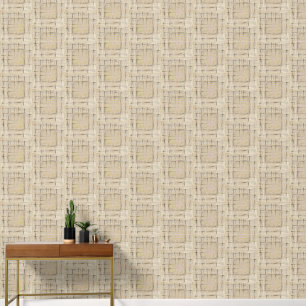 Papier Peint Aquarelle Moderne Plaid Crème Neutre Tan Brown