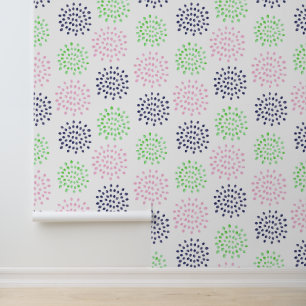 Papier Peint Aquarelle multicolore rose bleu vert Fleurs
