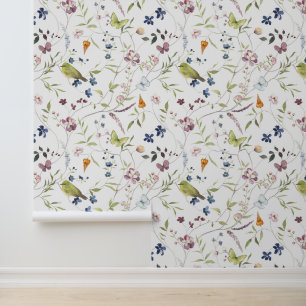 Papier Peint Aquarelle Papillon Fleur sauvage japonais à oeil b