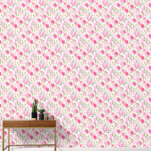 Papier Peint Aquarelle rose Motif de jardin Floral