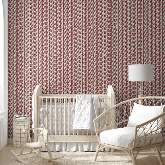 Papier Peint Aquarelle SHRIMP Motif Rouge Blanc Nursery