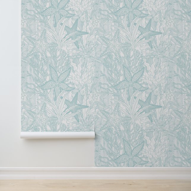 Papier Peint Aquarelle sous-marine Plantes Starfish Aqua Coasta (Application)