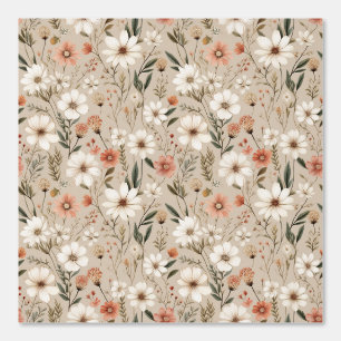 Papier Peint Aquarelle Terre Tone Boho Coral rose Blanc Floral