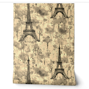Papier Peint Aquarelle Tour Eiffel Paris Sepia