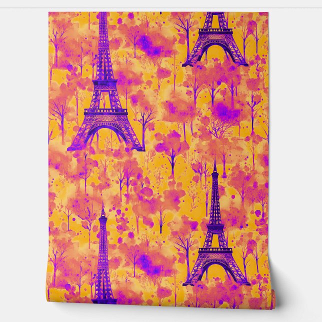 Papier Peint Aquarelle Tour Eiffel Paris Téméraire (Déroulement)