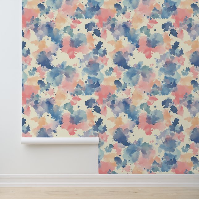 Papier Peint Aquarelles bleu rose (Application)