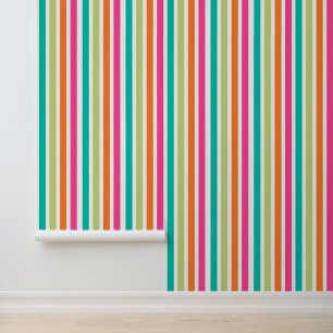 Papier Peint Arc-en-ciel bandes verticales coloré rétro multico