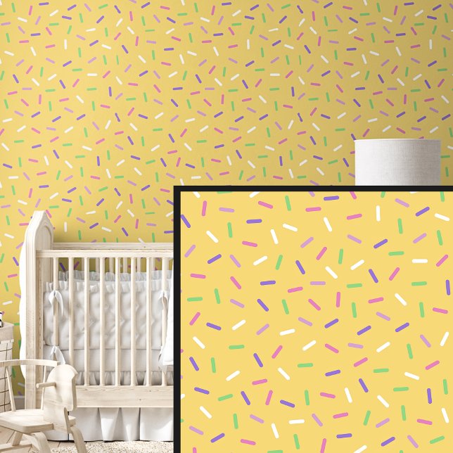 Papier Peint Arc-en-ciel rose pourpre saupoudré vert, sur jaune (Créateur téléchargé)