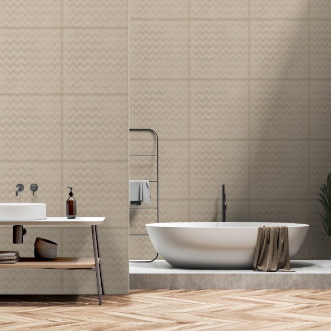 Papier Peint Arizona Sandy Beige Classic Chevron Carrelage Moti (Salle de bain)