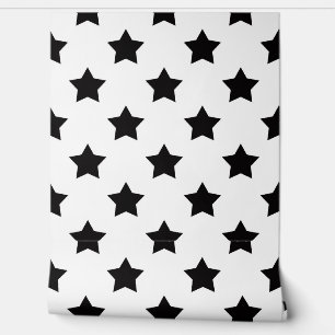 Papier Peint Arrière - plan Black Stars blanc sans couture