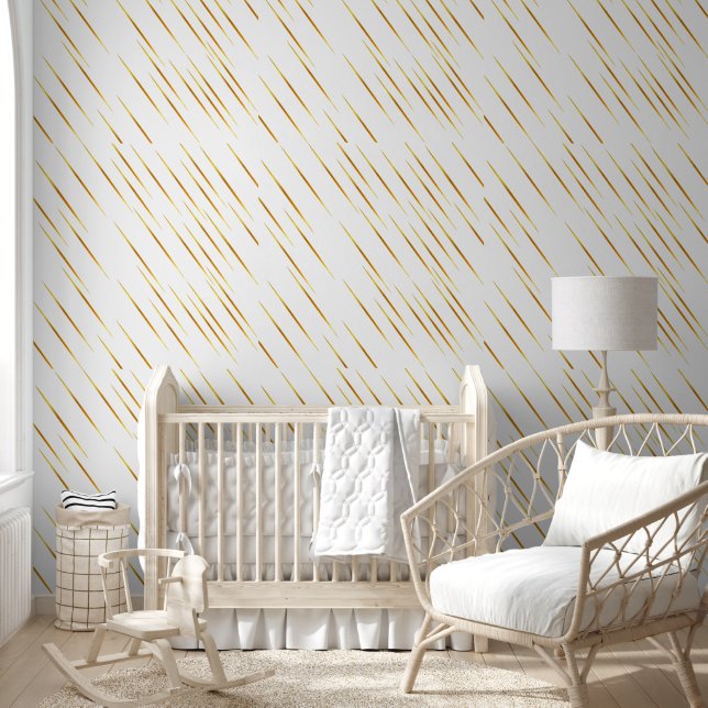 Papier Peint Arrière - plan blanc en bande dorée simple (Enfants)