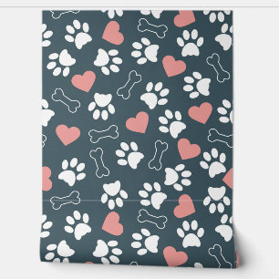 Papier Peint Arrière - plan Motif Pawprints Hearts
