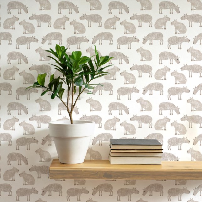 Papier Peint Art Capybara amusant (Fun capybara watercolor wallpaper)