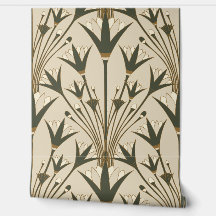 Art Deco Lotus - Scallop Lotus - Brown & Green