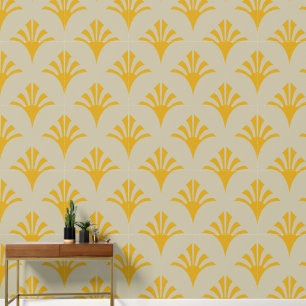 Papier Peint Art Déco Motif 02 - Déco Gold 2 sur Off-White