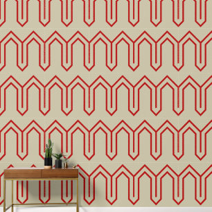 Papier Peint Art Déco Motif 05 - Escher Red sur Off-White