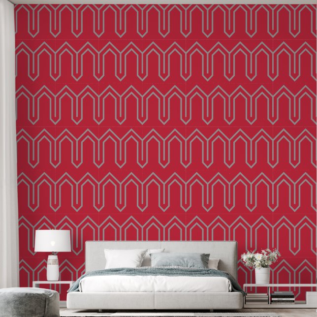 Papier Peint Art Déco Motif 05 - Espagnol Gris sur le Paradise  (Chambre à coucher)